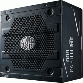 ALIMENTATORE ATX 600W COOLERMASTER ELITE 600 V3 MPW-6001-ACABN1-EU PFC ATTIVO EFFICIENZA 82% 240VAC FAN120MM CAVO EU